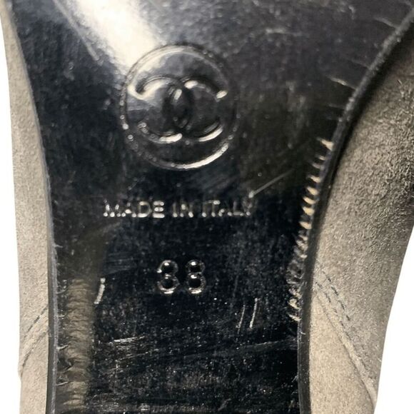 Chanel Interlocking C Grey Suede Fold Over Metallic Thigh Knee High Boots EU 38 - Picture 11 of 11